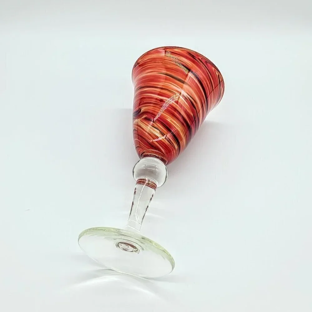 Pier 1 Red Twist Blown Glass Water Goblet